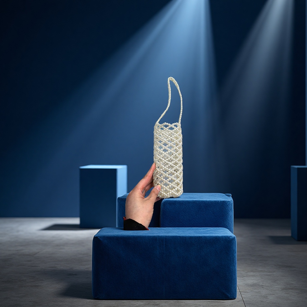 纯手工仿珍珠水杯包细节图