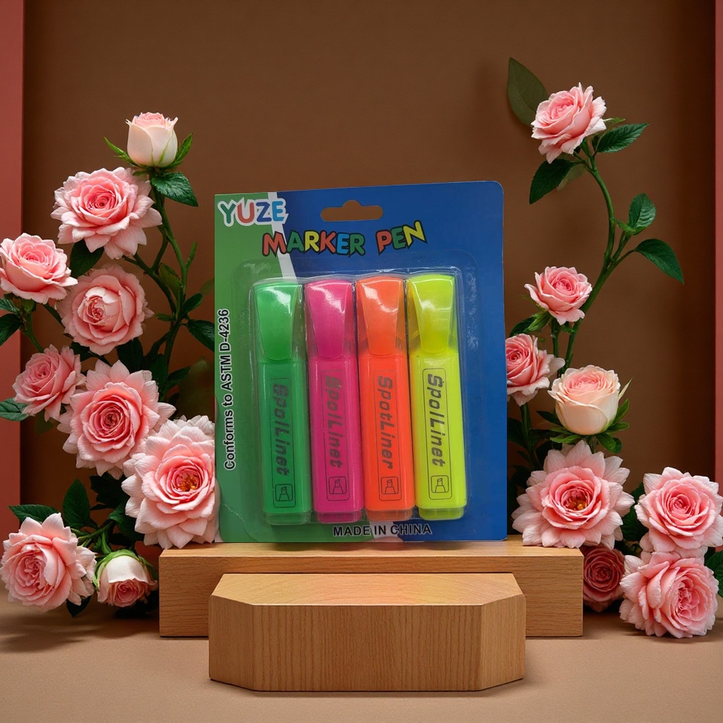 4色荧光笔学生多功能彩色记号笔教学用具