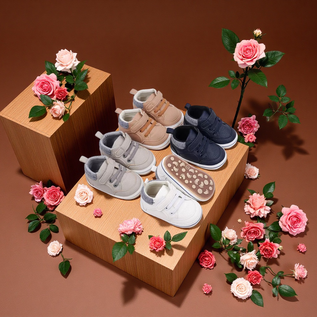 Fashionable solid-color PU leather surface wear-resistant and anti-slip rubber-soled sports shoes