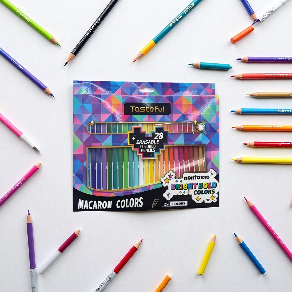 28色彩铅儿童绘画彩色铅笔学生美术用品产品图