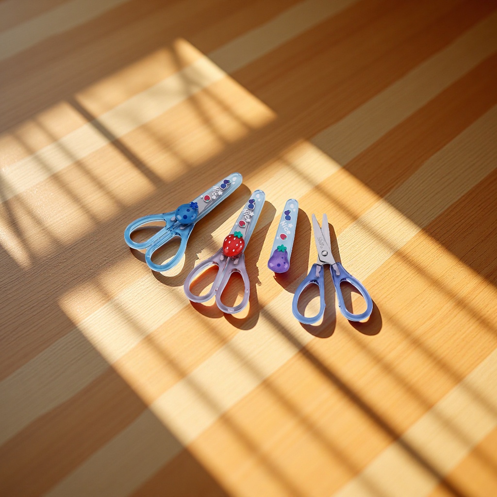 Pioneer 1517 Transparent handle cartoon Scissors, student safety scissors with sheath, manual operation scissors Item Picture