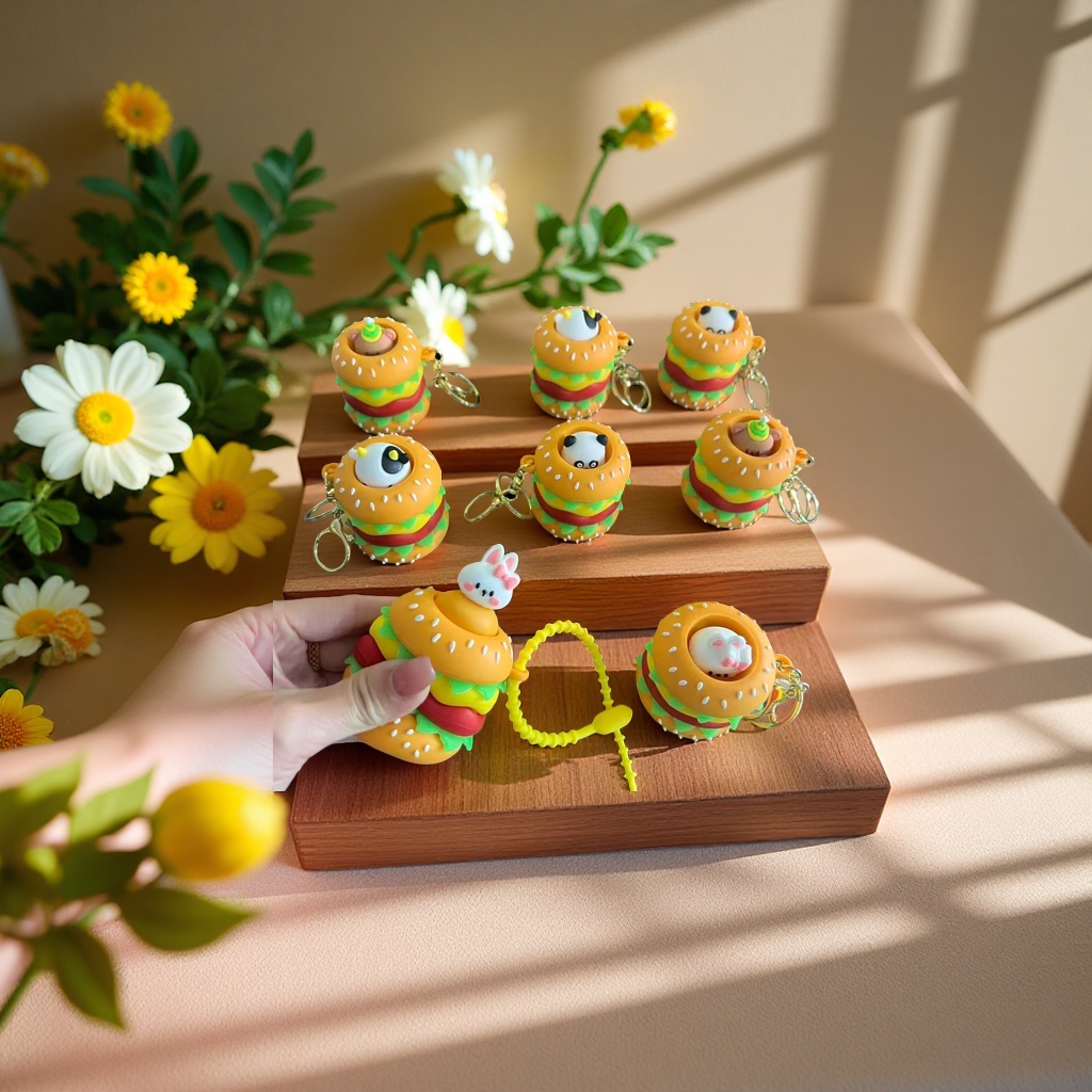 经典牛肉汉堡 弹跳钥匙扣