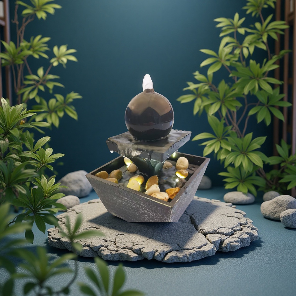 Water flow ornaments, fountain landscape project, household decorative water feature 180g details Picture