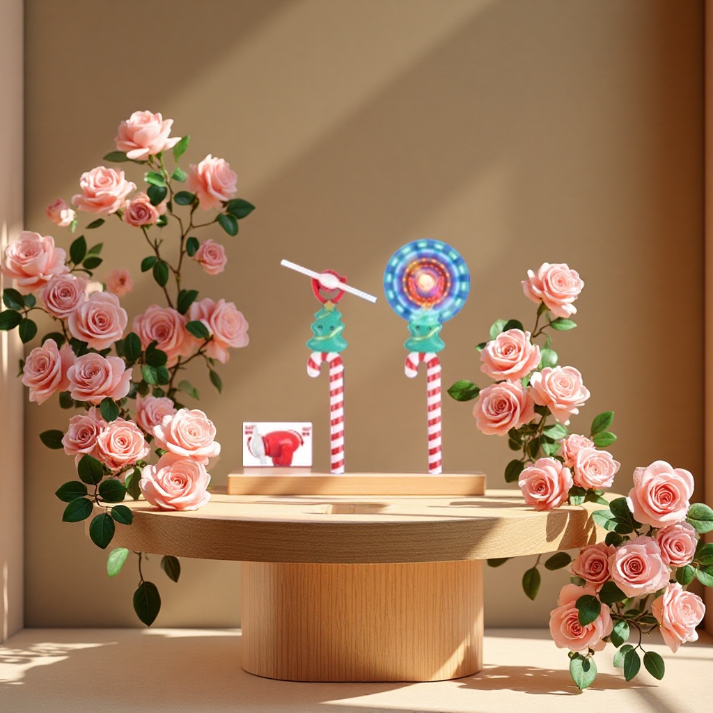 跑马灯圣诞老人音乐风车七彩旋转闪光棒儿童发光玩具批发