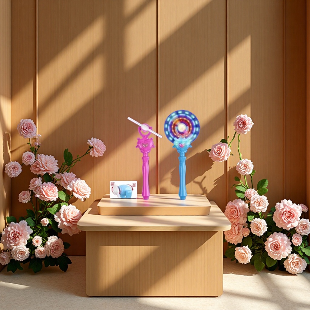 跨境圣诞老人音乐风车七彩旋转闪光棒儿童发光玩具批发