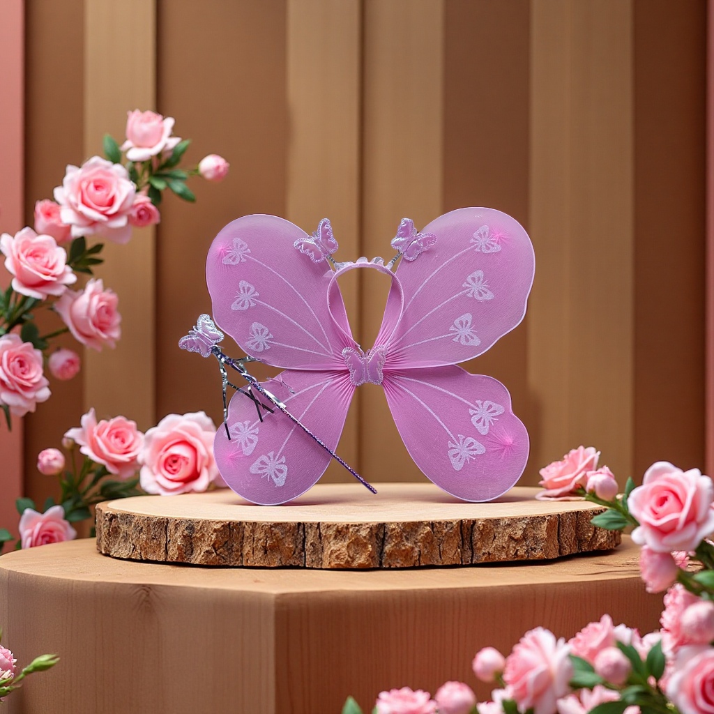 蝴蝶三件套 童装女童春秋季连衣裙套装童装女孩春夏装