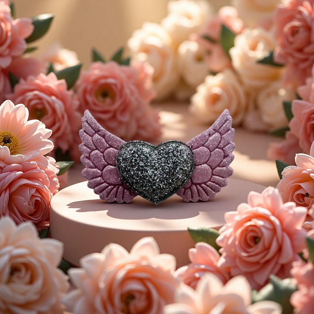 5公分格利特翅膀配2 5公分格利特小爱心超声波压花工艺可来样定制