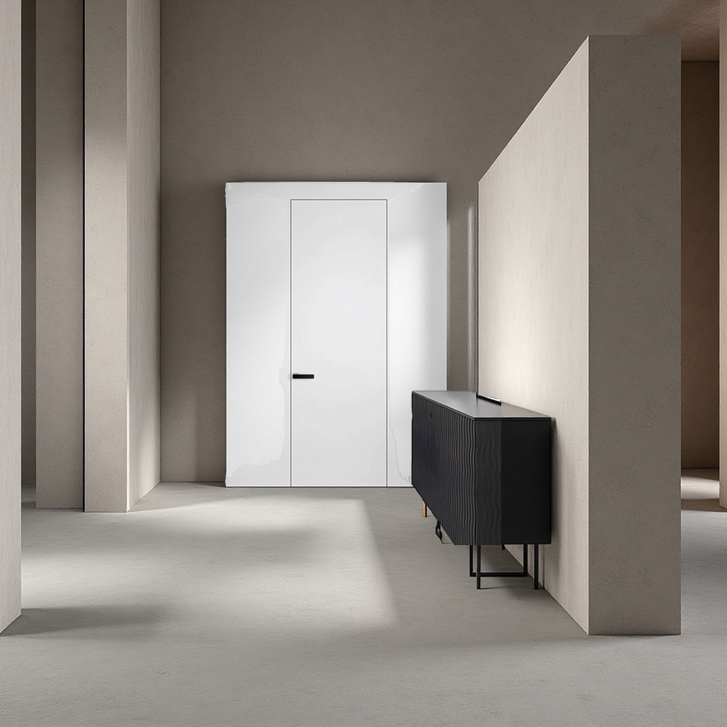 Flush Door涂料刷漆无框隐形门客厅墙一体铝木门