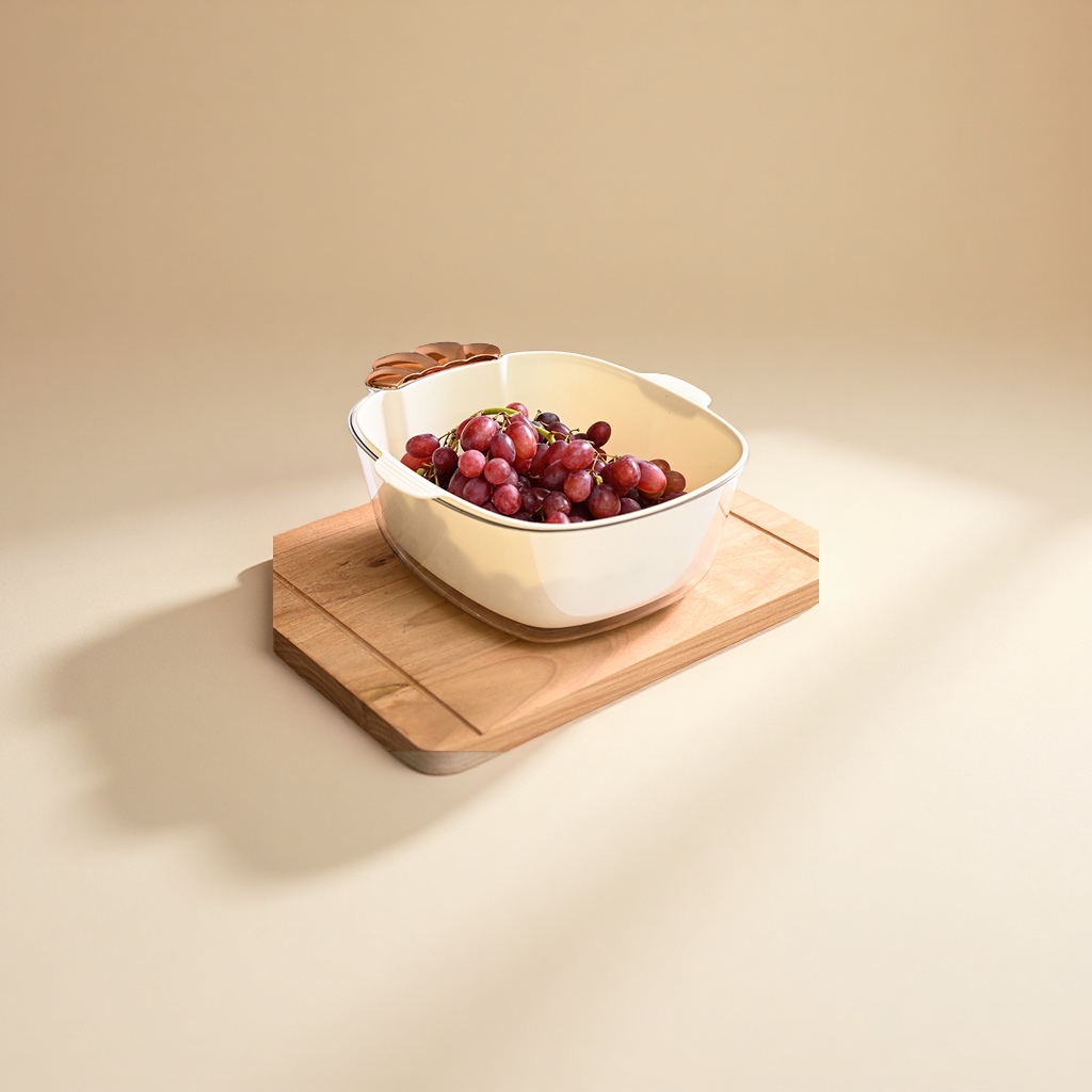 创意双层沥水篮 厨房餐桌果蔬收纳篮 多功能加厚PP塑料沥水筐家用 产品图