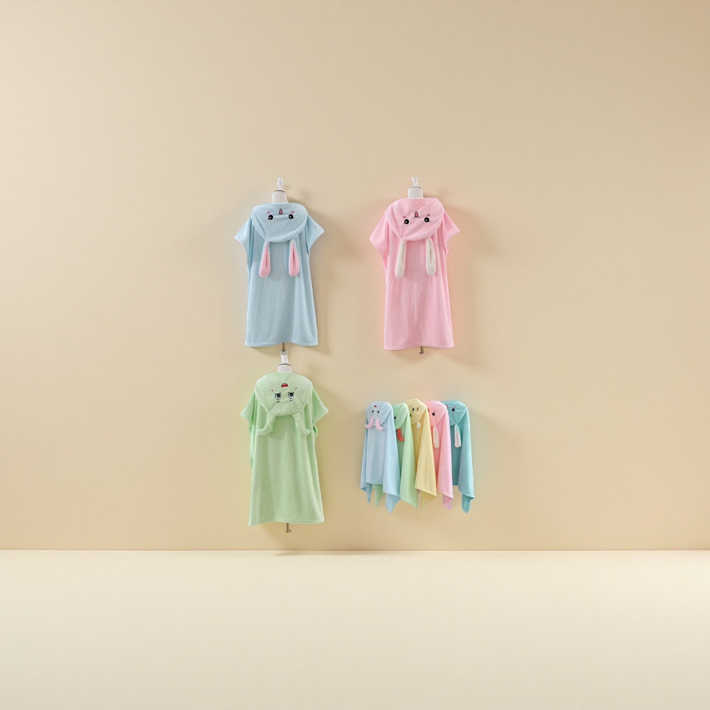 婴幼儿珊瑚绒浴袍柔软保暖加厚大码宝宝洗澡用
