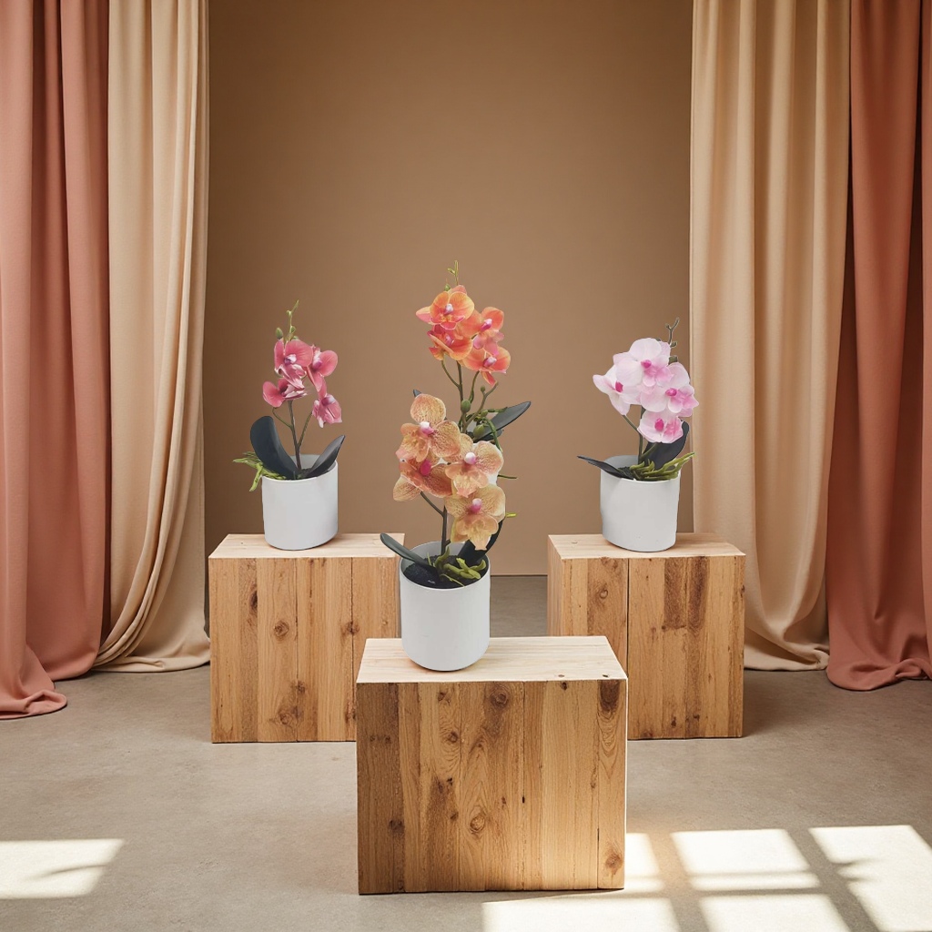 仿真花蝴蝶兰假花植物保湿感小盆栽桌面台面办公位装饰摆件摆设