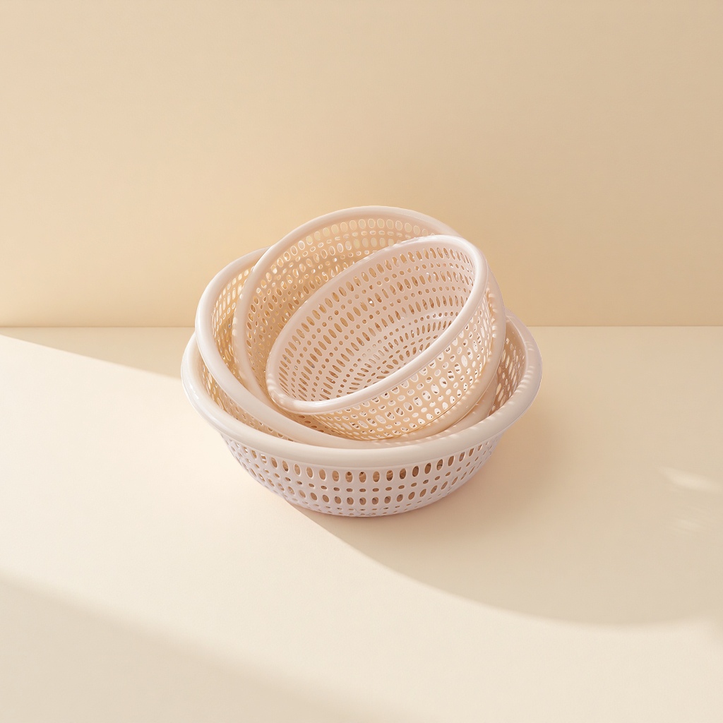 圆形洗米筛洗菜篮四件套收纳沥水篮厨房洗菜筐滤水果蔬篮沥水果蔬 细节图