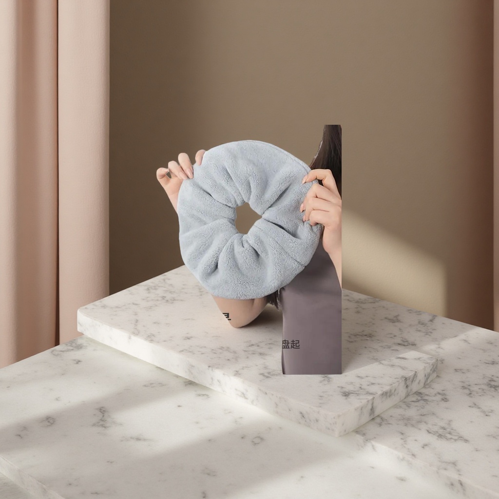 超大号干发毛巾发圈女强吸水毛绒发绳不伤发洗脸两用