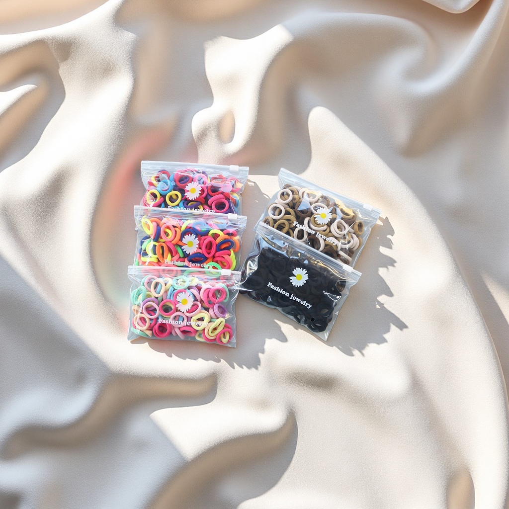 新款小号儿童彩色发圈宝宝不伤发头绳无接缝毛巾圈100根