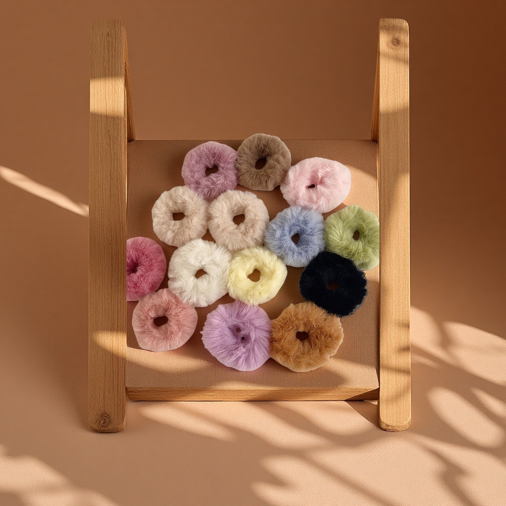 多巴胺毛线发圈秋冬款毛巾圈简约头绳皮筋发饰批发