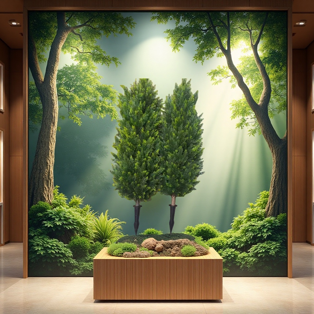 Artificial cypress potted indoor green plant decorative ornaments, evergreen trees, home greening plants