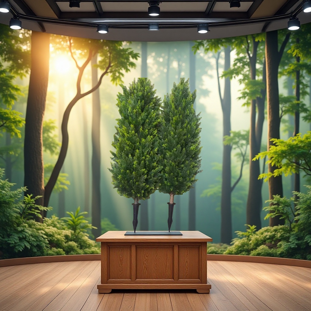 Artificial cypress potted indoor green plant decorative ornaments, evergreen trees, home greening plants Specification image