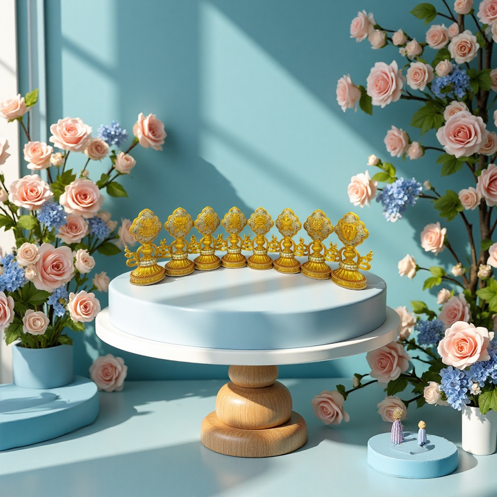 Eight auspicious resin alloy ornaments, Buddha offering ornaments and home decorations