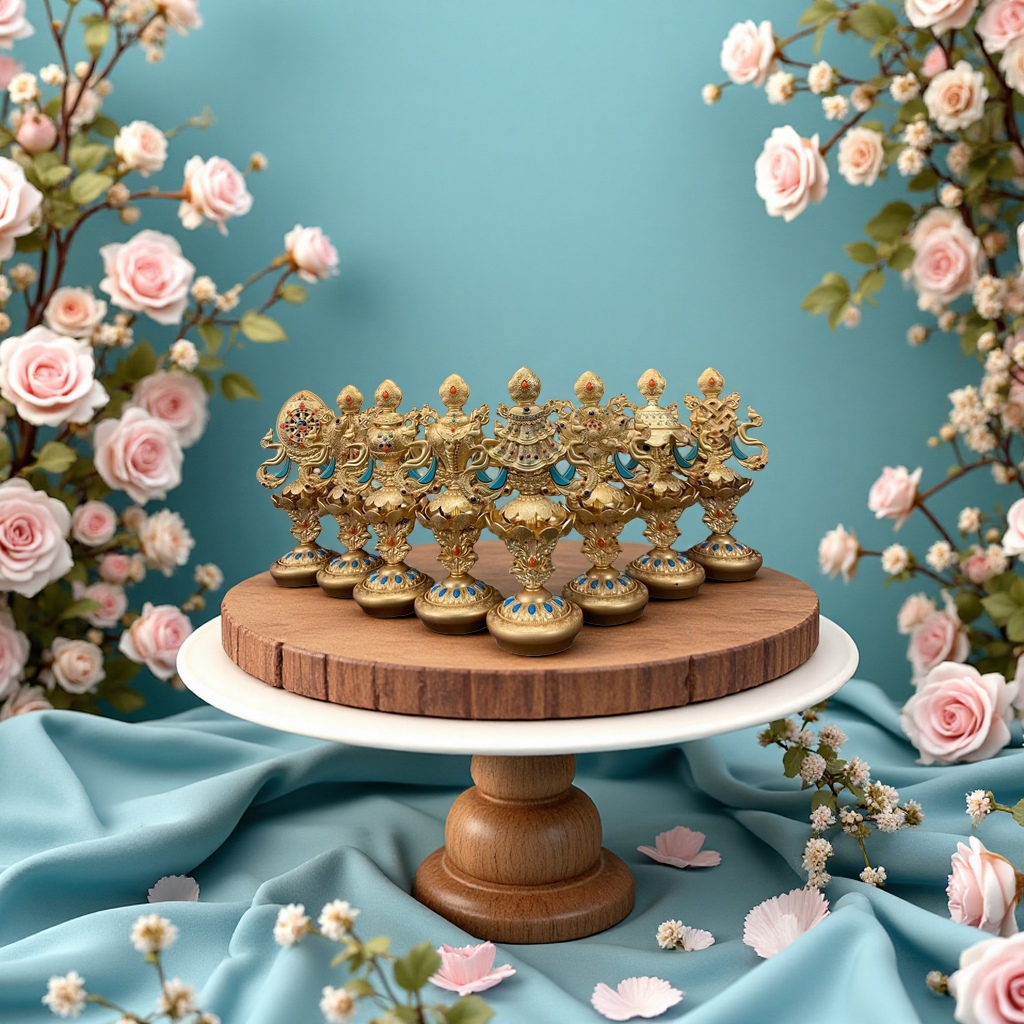 Eight auspicious resin alloy ornaments, Buddha offering ornaments and home decorations Application Scenario