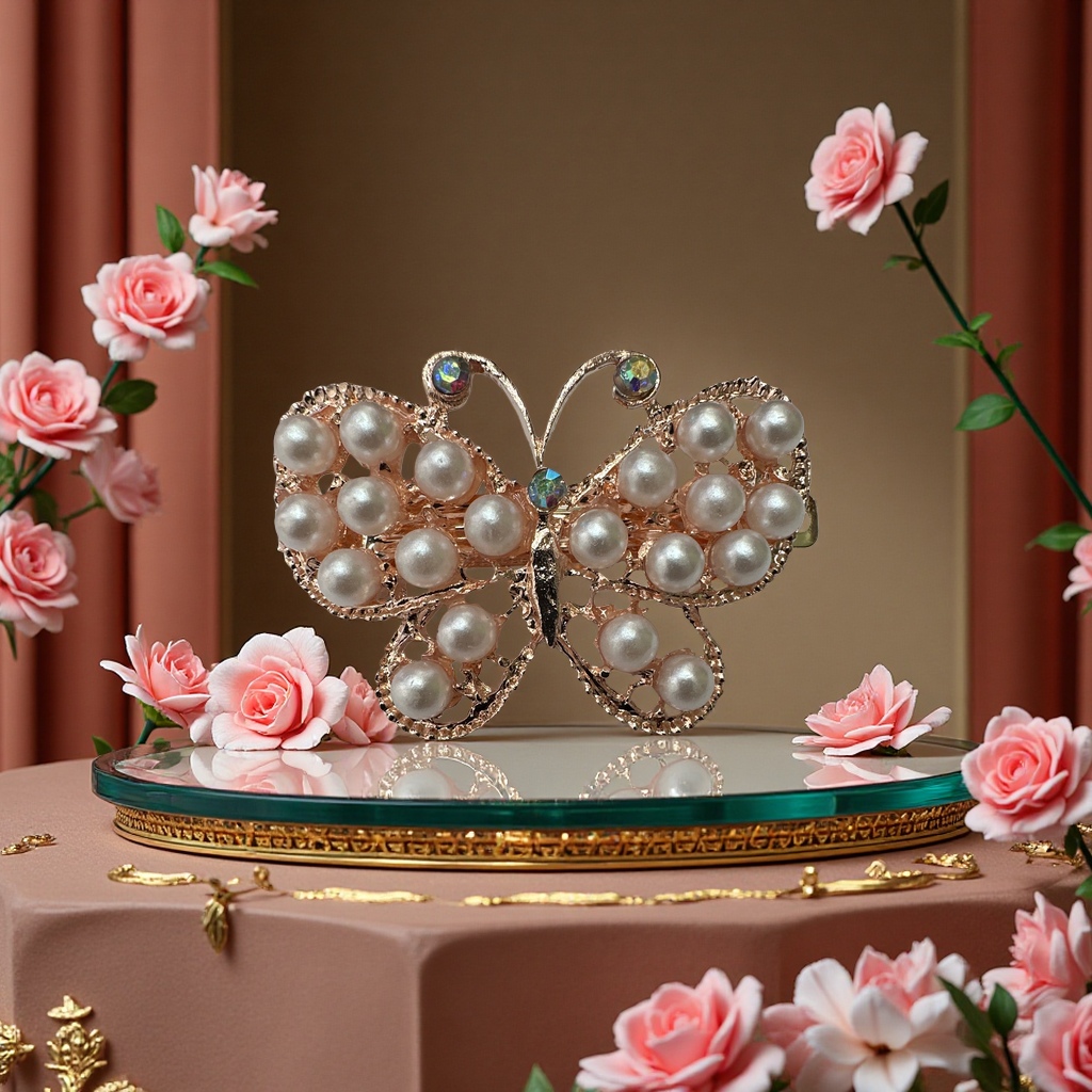 珍珠精致头饰女款时尚发夹发饰饰品新娘头花婚礼头饰发夹头饰蝴蝶结发饰