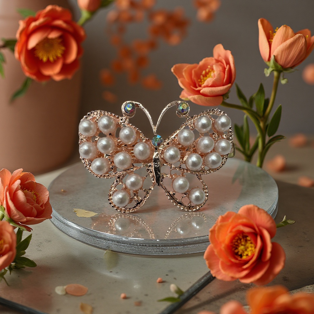 珍珠精致头饰女款时尚发夹发饰饰品新娘头花婚礼头饰发夹头饰蝴蝶结发饰细节图