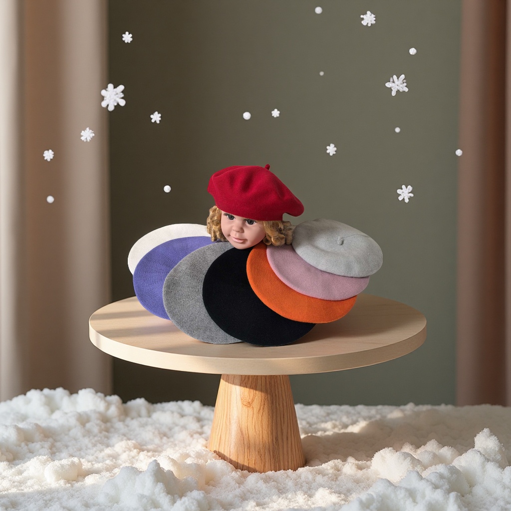 Ponytail hat, summer children's fisherman's hat, children's hat, breathable and sun-protective children's hat, wool beret hat, cashmere beret