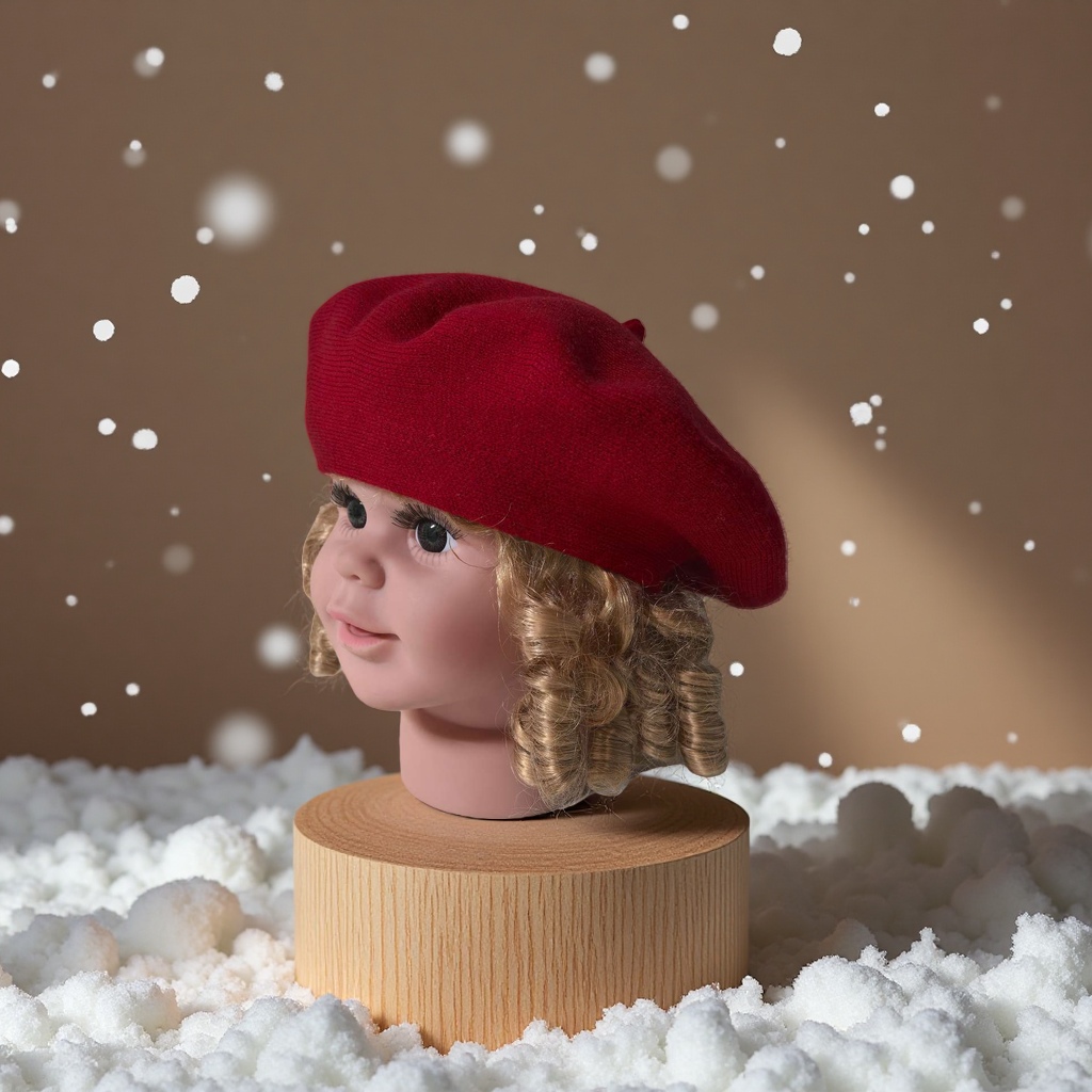 Ponytail hat, summer children's fisherman's hat, children's hat, breathable and sun-protective children's hat, wool beret hat, cashmere beret details Picture