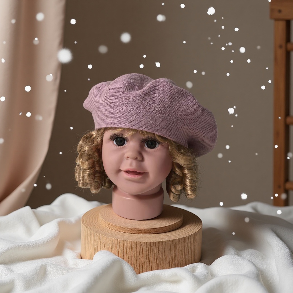 Ponytail hat, summer children's fisherman's hat, children's hat, breathable and sun-protective children's hat, wool beret hat, cashmere beret Specification image