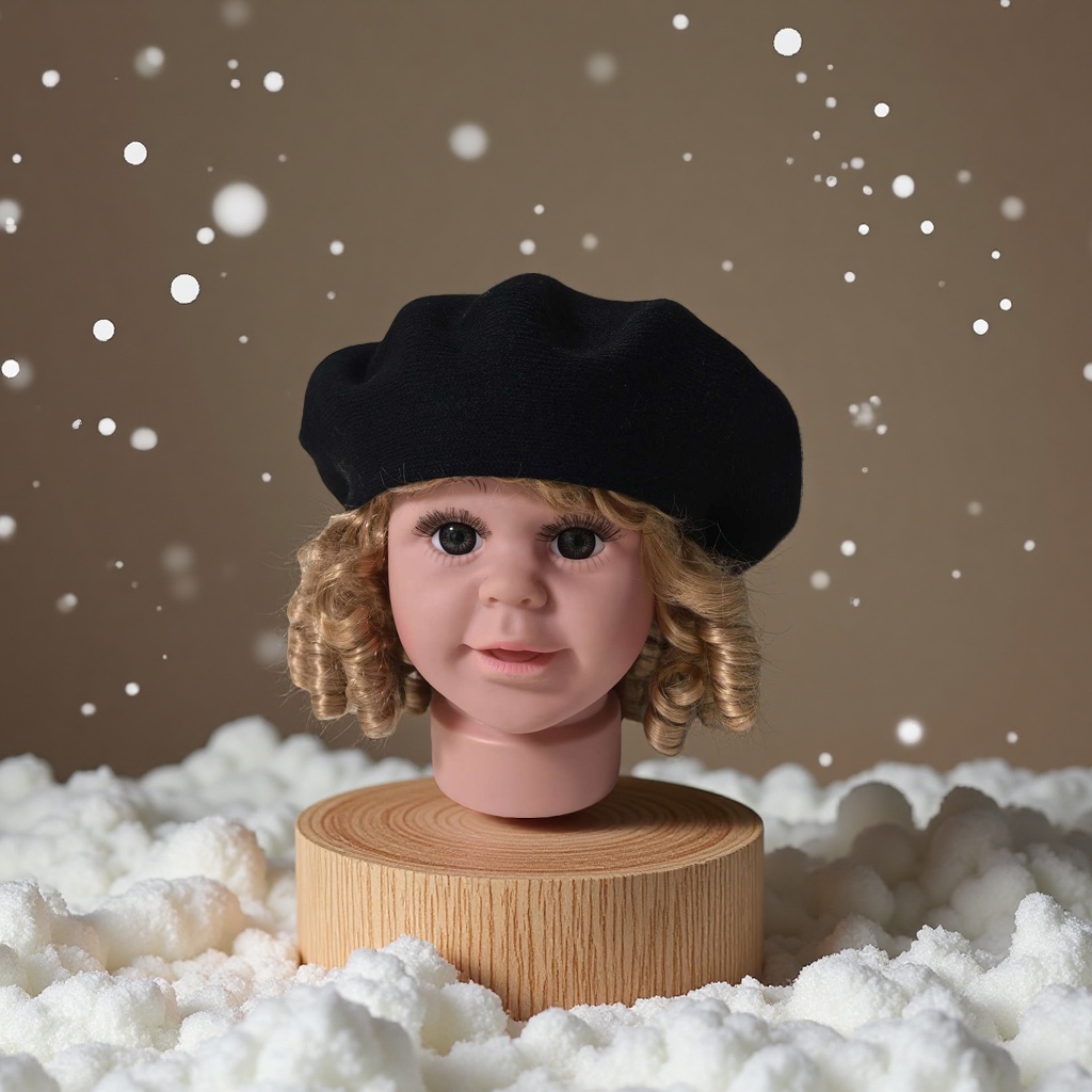 Ponytail hat, summer children's fisherman's hat, children's hat, breathable and sun-protective children's hat, wool beret hat, cashmere beret Item Picture