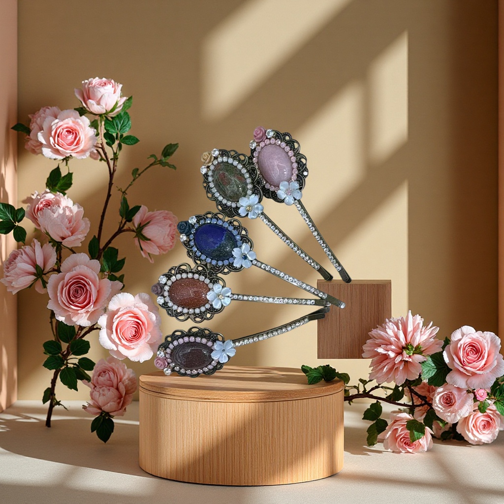 原石边夹头饰发夹简约时尚百搭发夹