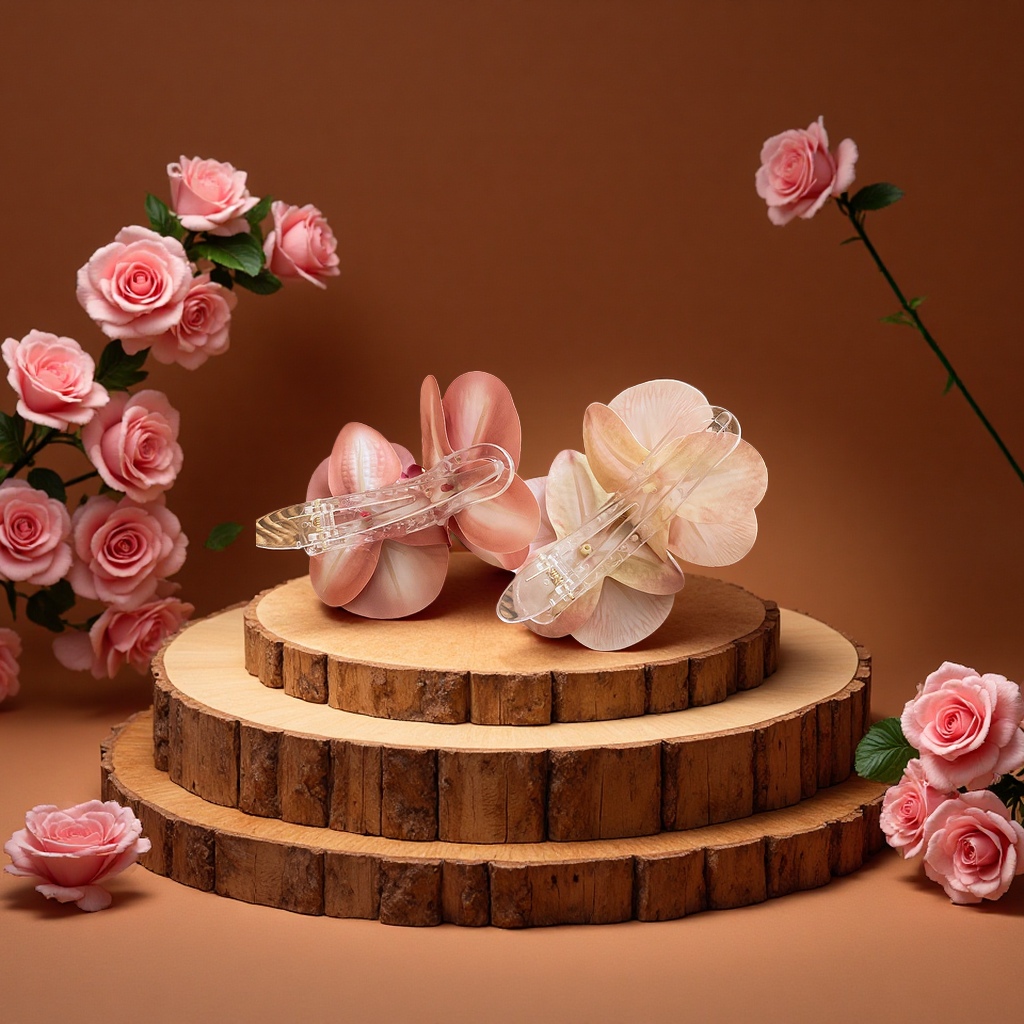 花卉夹子创意收纳夹可调节木质花瓶固定夹装饰夹子家用多用途夹子