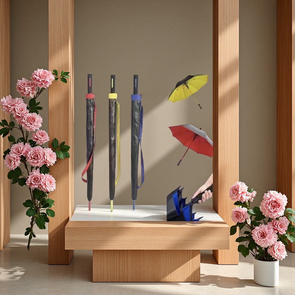 70公分自动雨伞8开纤维支架防水防风