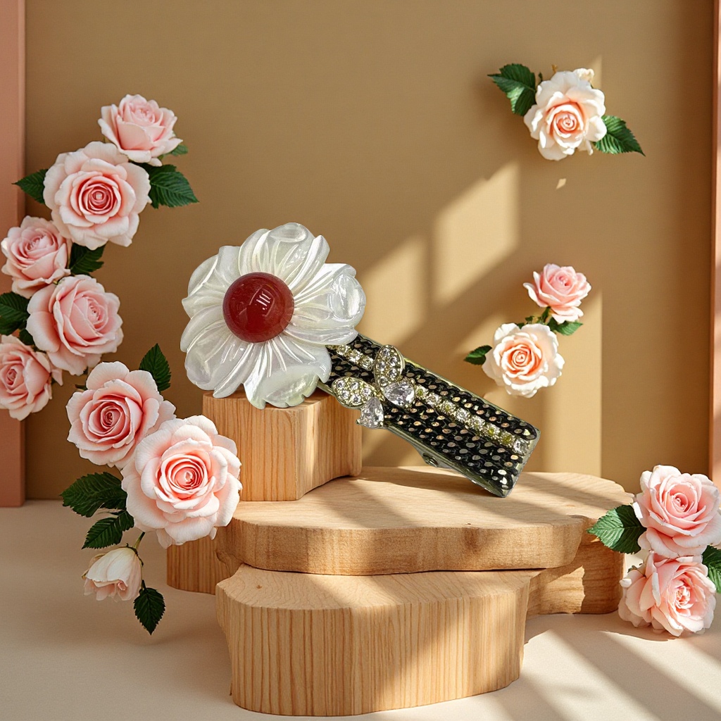 贝壳边小压夹头饰简约时尚发夹固定发束美妆工具