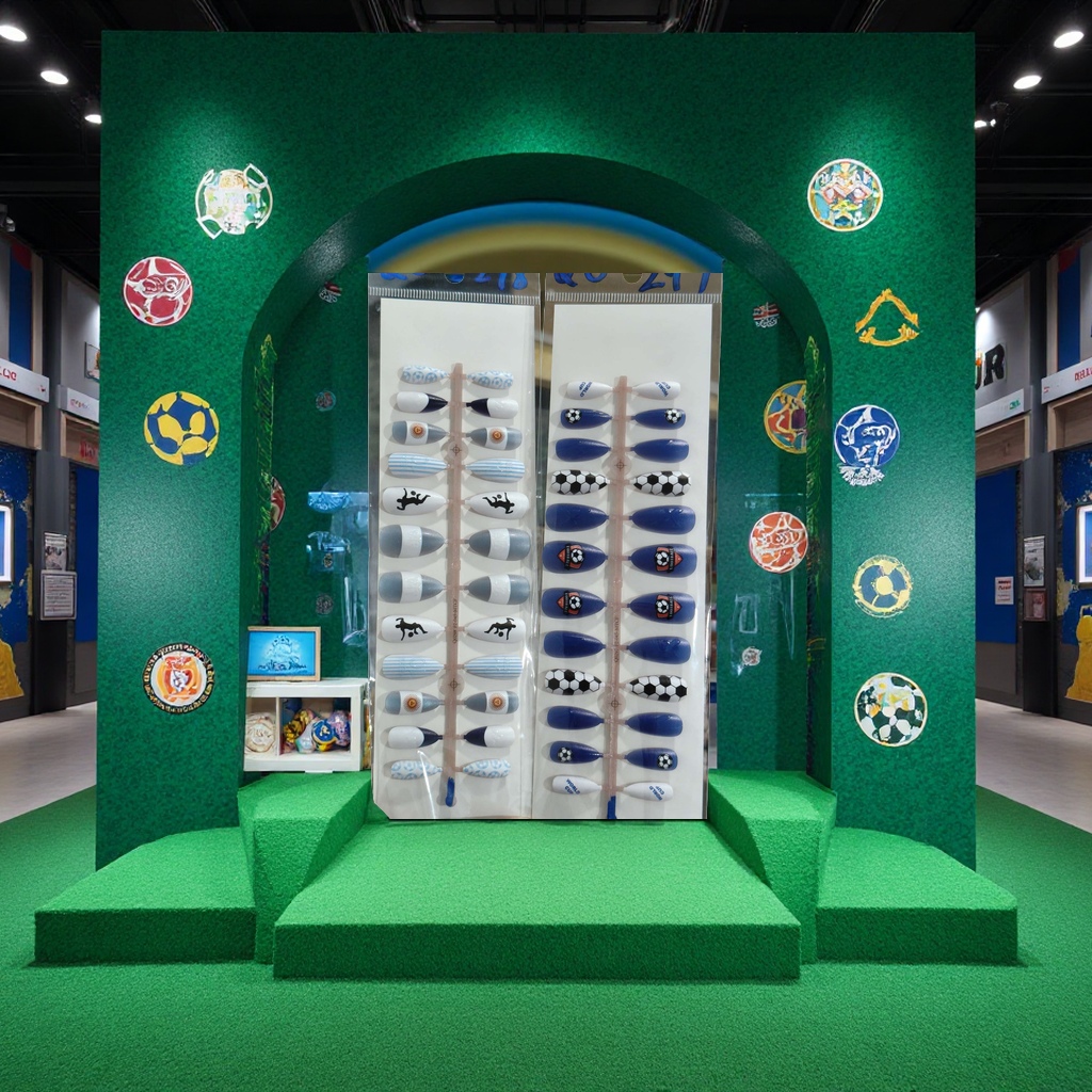 A new detachable style of World Cup football-themed wearable nail nail with colorful nail plates and nail stickers details Picture