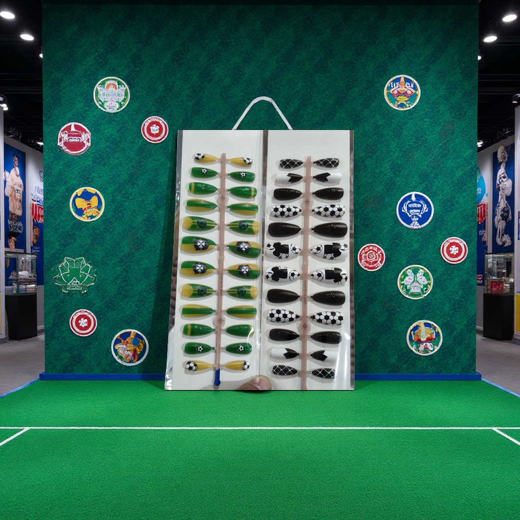 A new detachable style of World Cup football-themed wearable nail nail with colorful nail plates and nail stickers Specification image