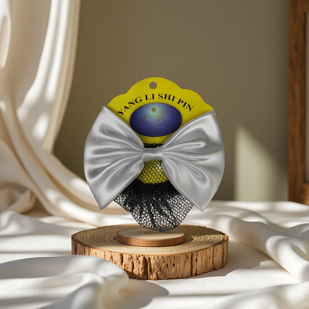 头花女职业盘发网兜酒店护士银行服务员空姐工作发夹发饰白色韩版