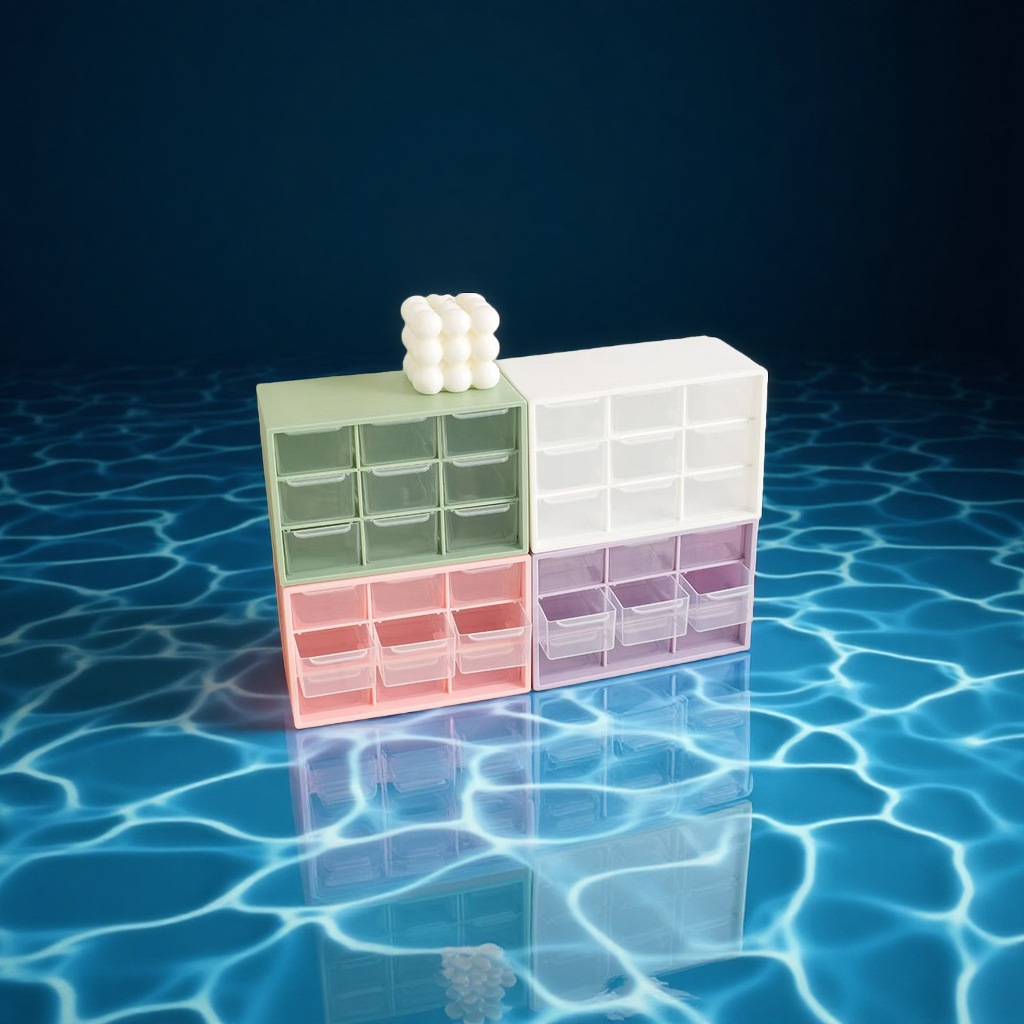 Nine-grid drawer cabinet, office storage, desktop file cabinet, figurine storage box detail image 1