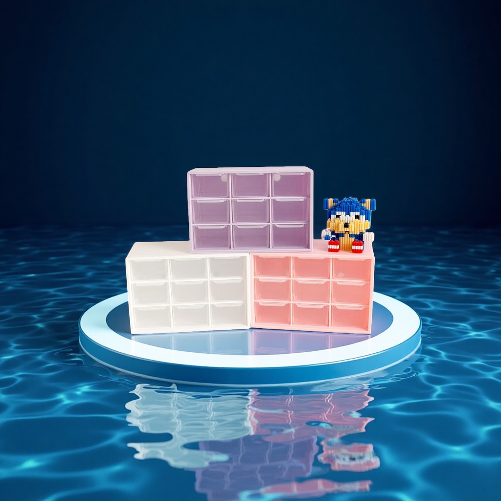 Nine-grid drawer cabinet, office storage, desktop file cabinet, figurine storage box detail image 2