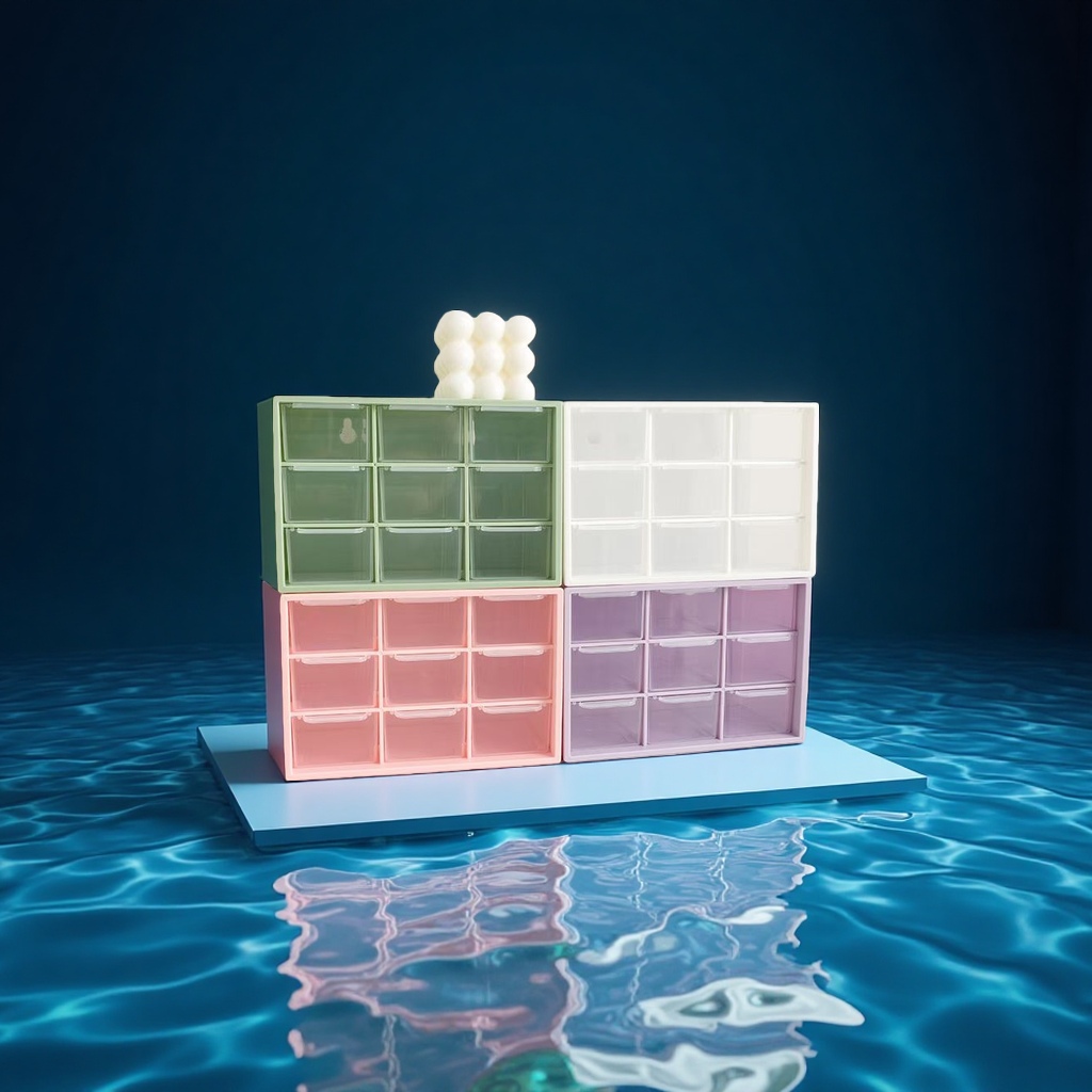 Nine-grid drawer cabinet, office storage, desktop file cabinet, figurine storage box detail image 3