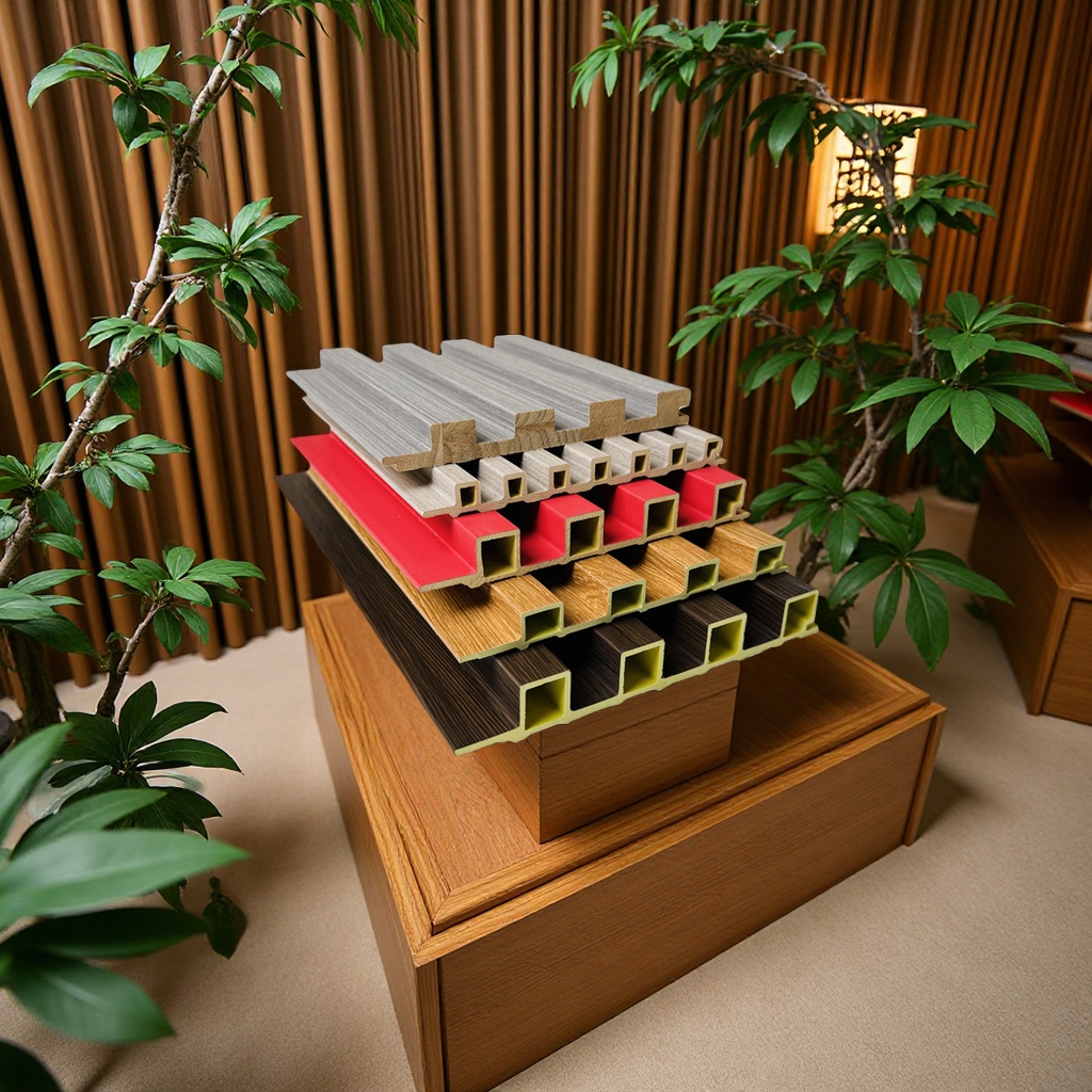 WPC竹木纤维格栅板凹凸长城板生态木吊顶背景墙装饰集成护墙板