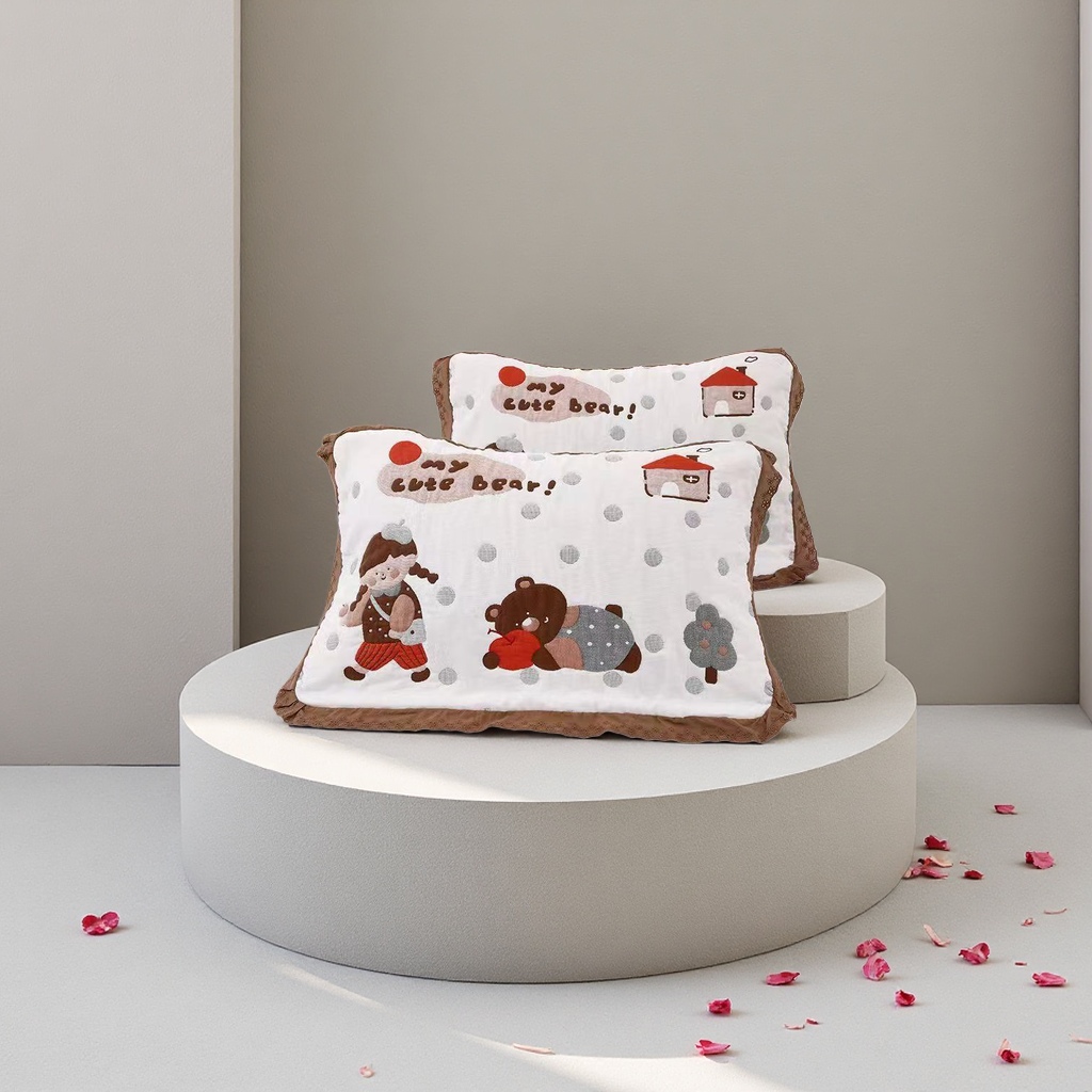 Pure cotton gauze breathable pillowcase 30*70cm, soft sweat-absorbing and comfortable sleep product Specification image