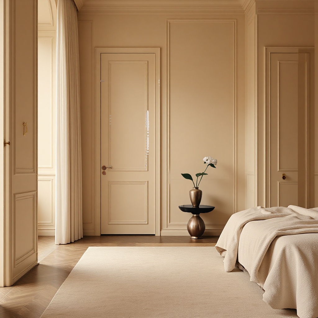 Mofan high-end white French lacquered bedroom door complete set installation, home door, interior complete set of cream wood door