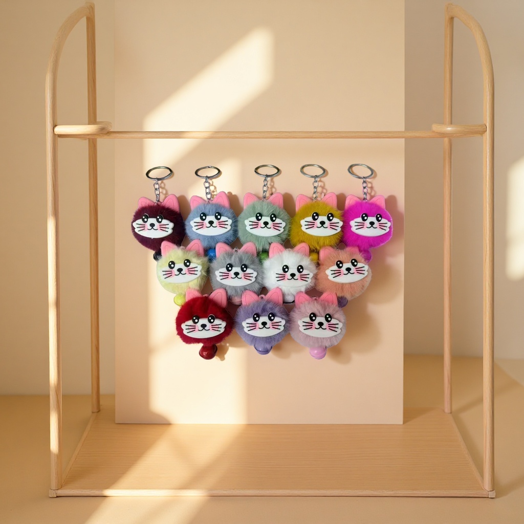 铃铛钥匙扣胡须猫脸挂件产品图