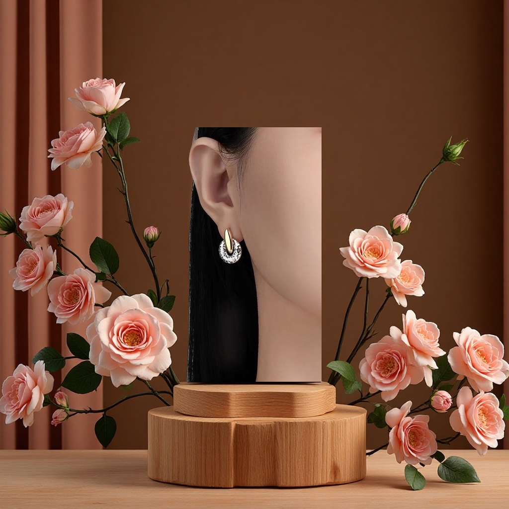 珠宝同款双色耳钉经典时尚简约设计