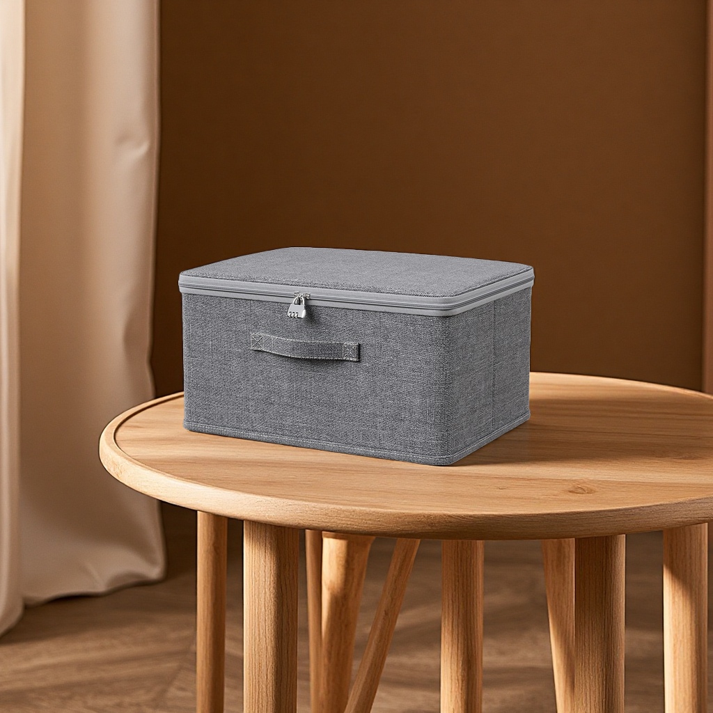 收纳箱/百纳箱棉麻/带轮整理箱/收纳/露营收纳箱白底实物图