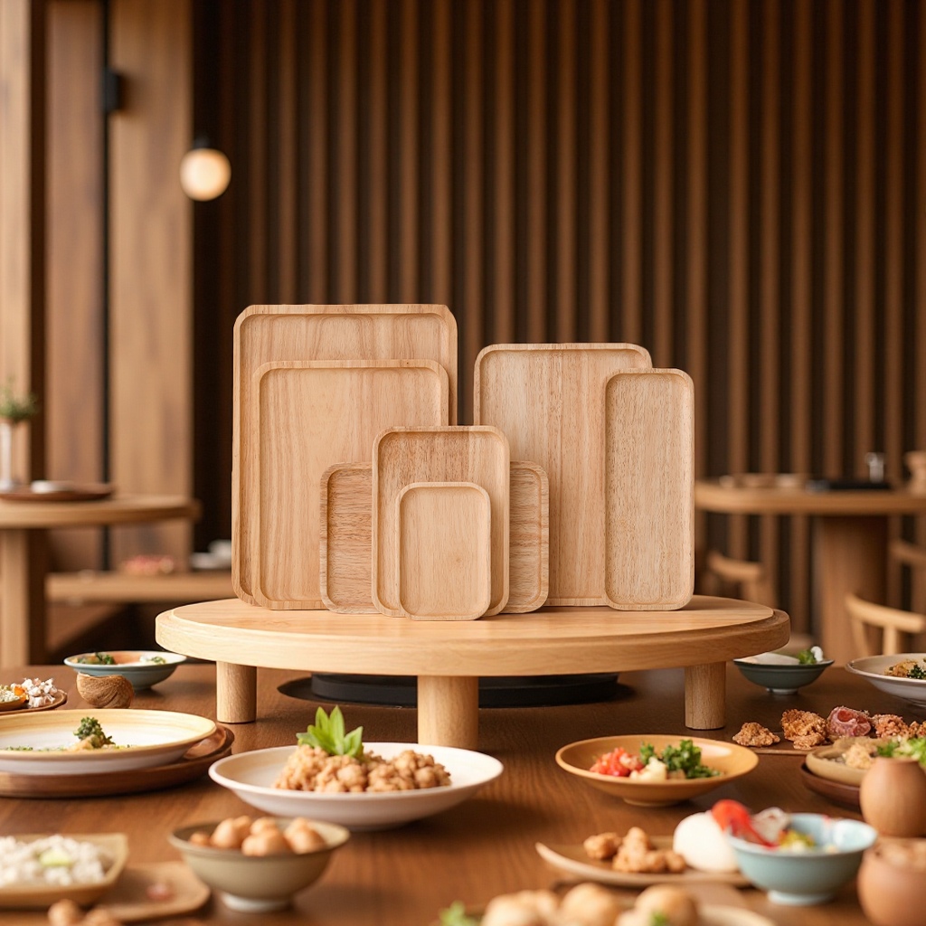 日式实木餐盘点心甜品托盘酒店餐厅烧烤早餐家用木托盘
