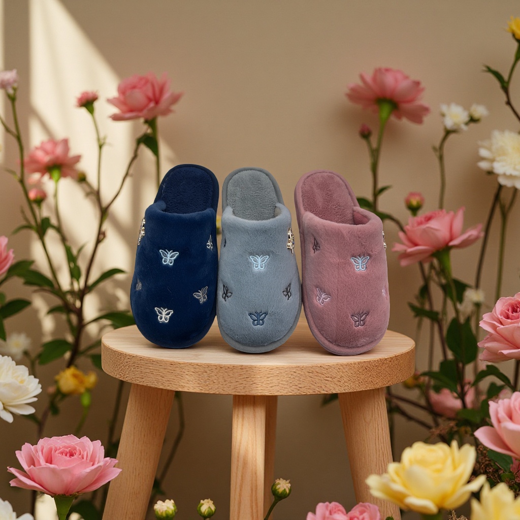 The cotton slippers are soft, warm, thickened, suitable for women's indoor home use, comfortable and anti-slip Specification image