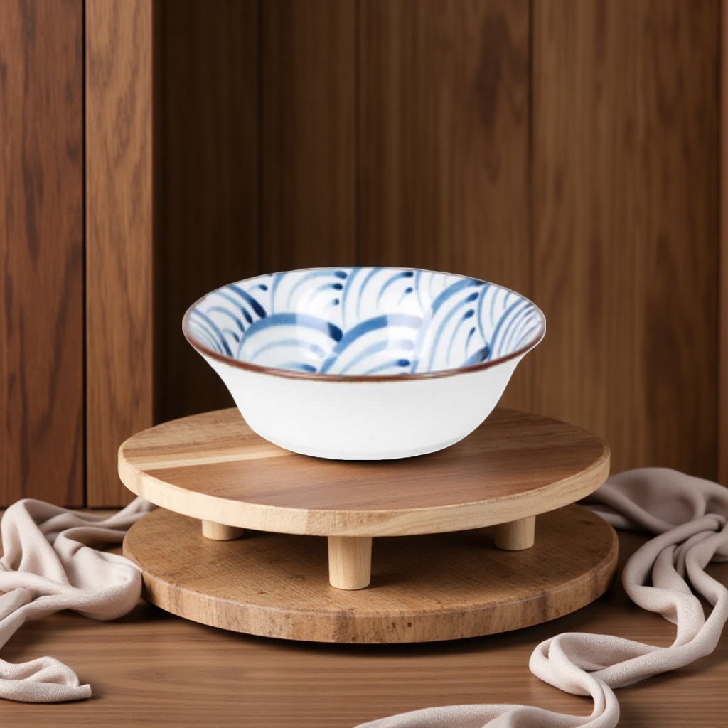 A lightweight soup bowl set with a gradient of Japanese Mino ware dye painting details Picture