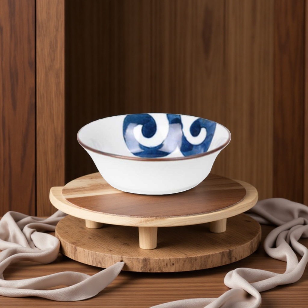 A lightweight soup bowl set with a gradient of Japanese Mino ware dye painting Specification image