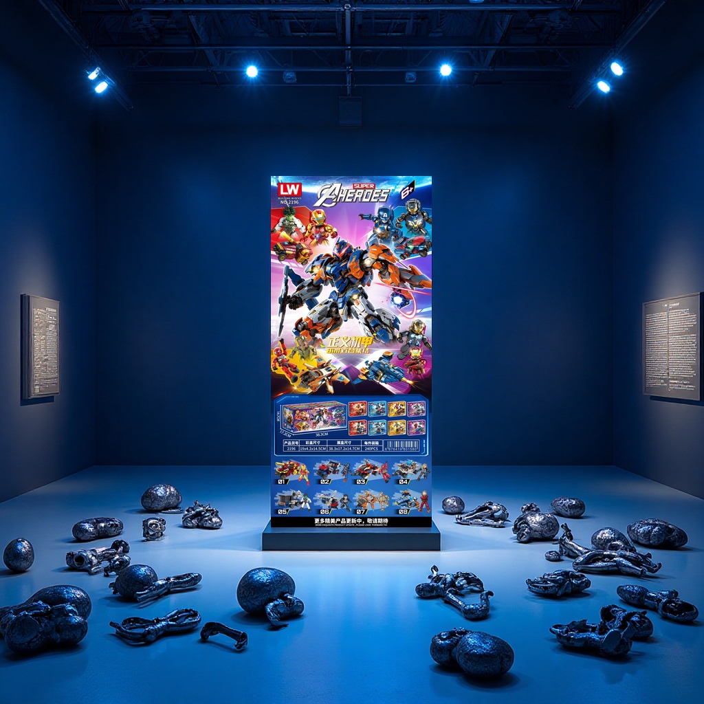 正义机甲拼装积木白底实物图